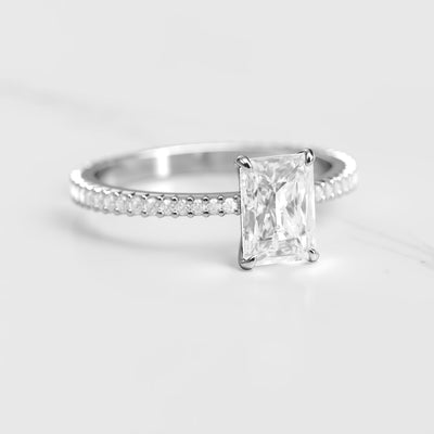 Radiant full pave tapered diamond eternity ring