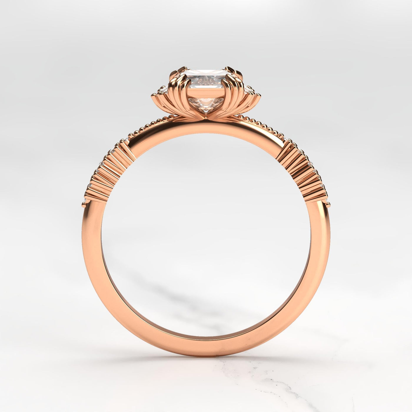Radiant-cut white diamond cluster ring