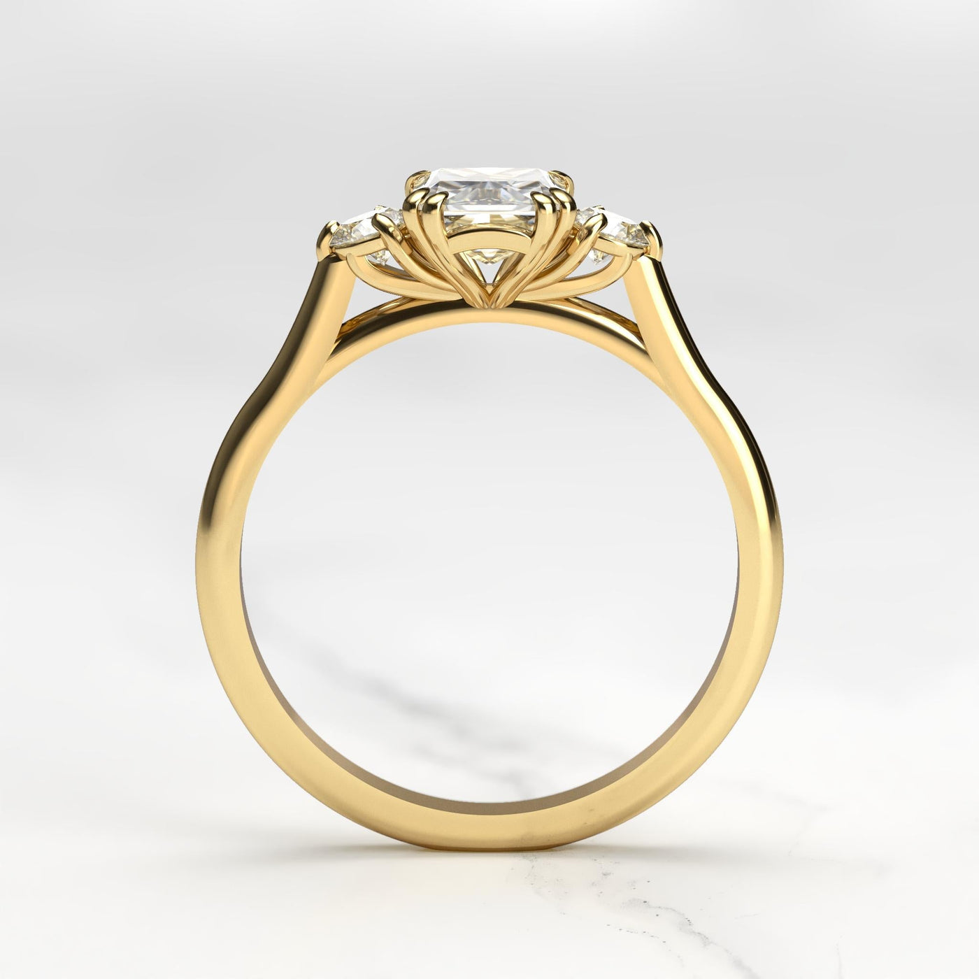 Radiant-cut diamond ring with accent stones