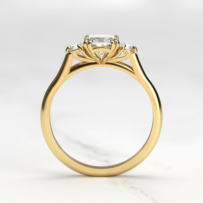 Radiant-cut diamond ring with accent stones