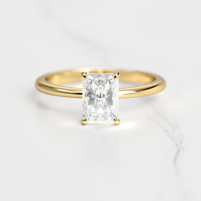Radiant solitaire natural diamond ring