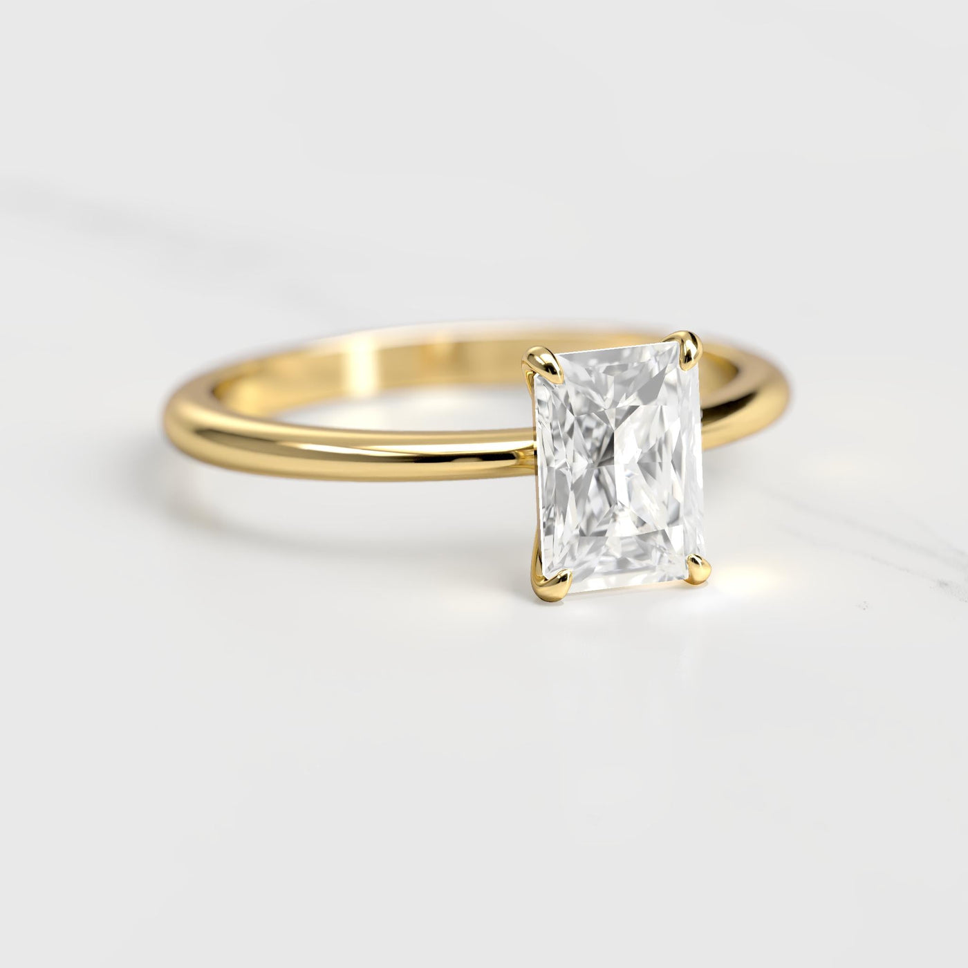 Radiant solitaire moissanite ring