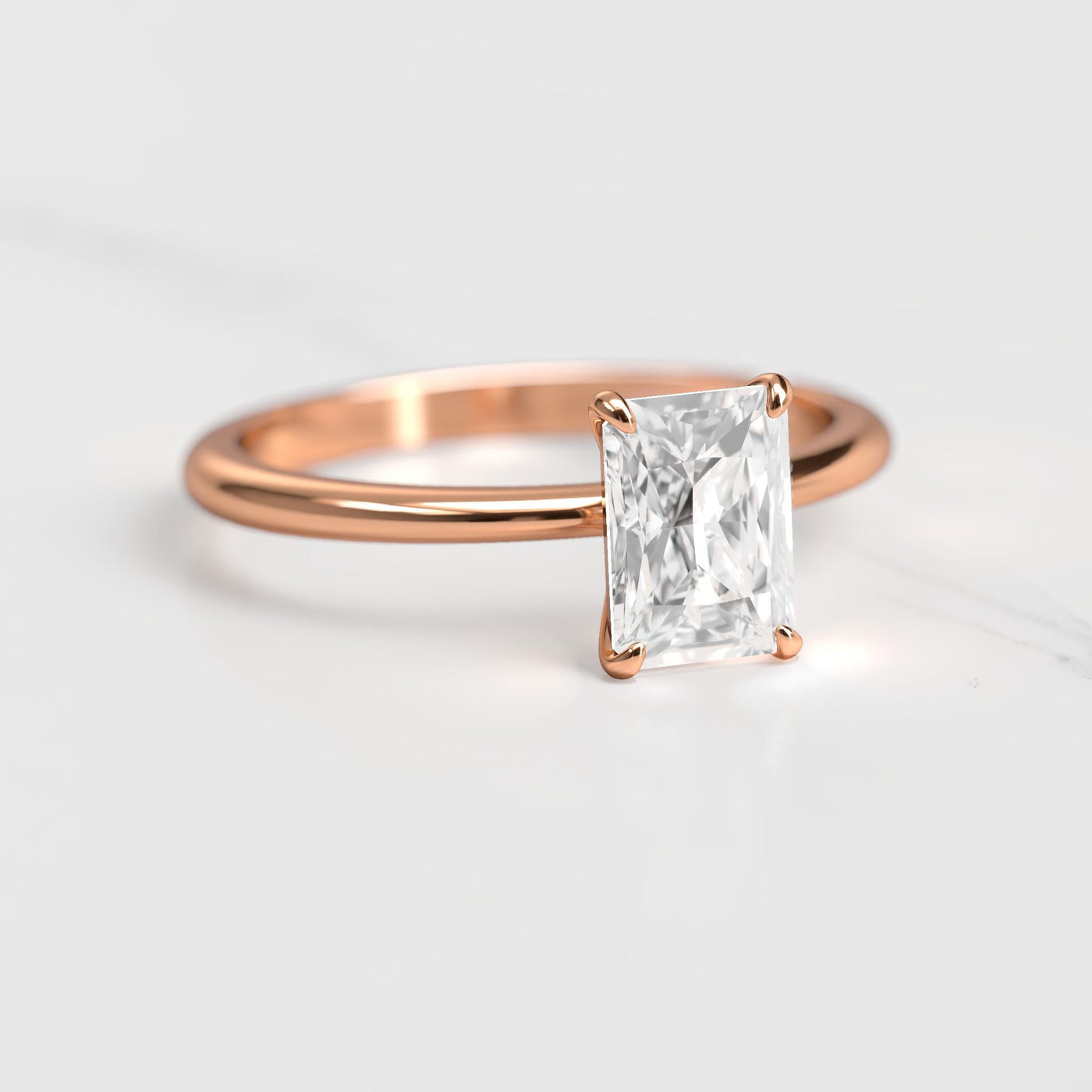 Radiant solitaire moissanite ring