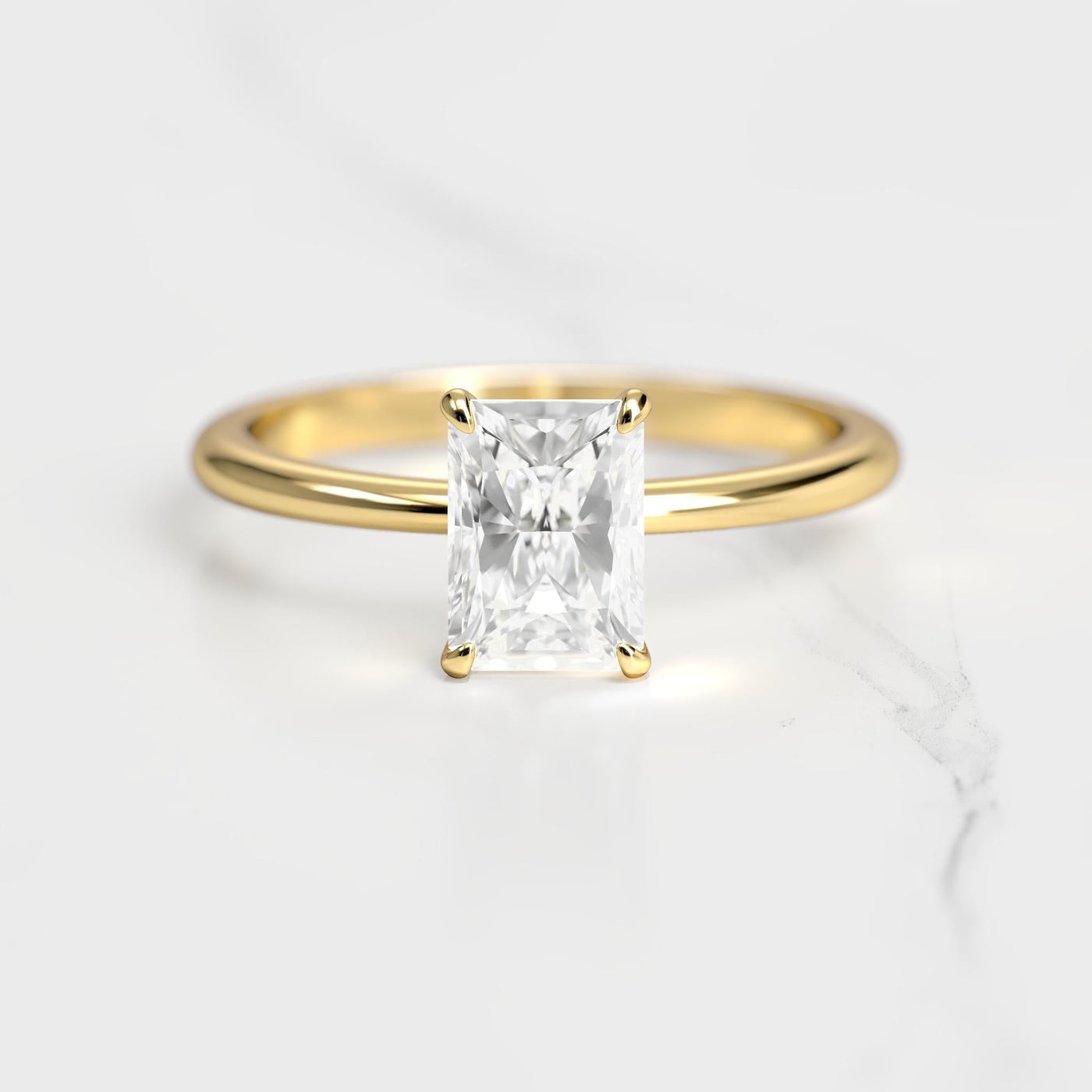 Radiant solitaire moissanite ring