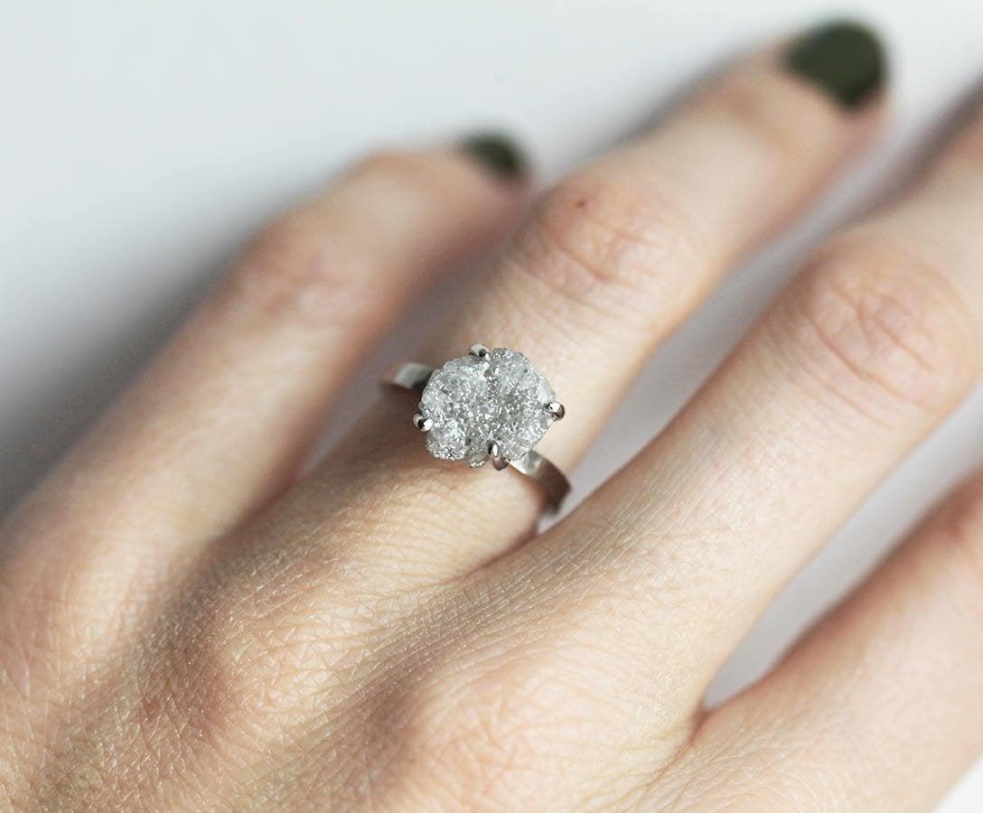 Raw Diamond Ring, Engagement Ring-Capucinne