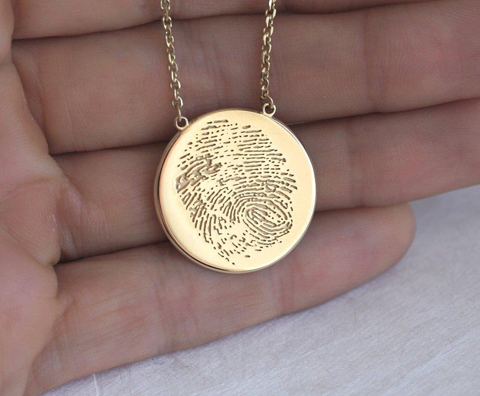 Real Fingerprint Memorial Keepsake Disc Pendant Necklace – Capucinne