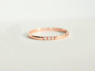 Rose Gold Diamond Band, Dainty Wedding Ring-Capucinne