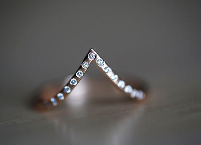 Rose Gold Diamond Ring, Rose Gold Wedding Ring-Capucinne