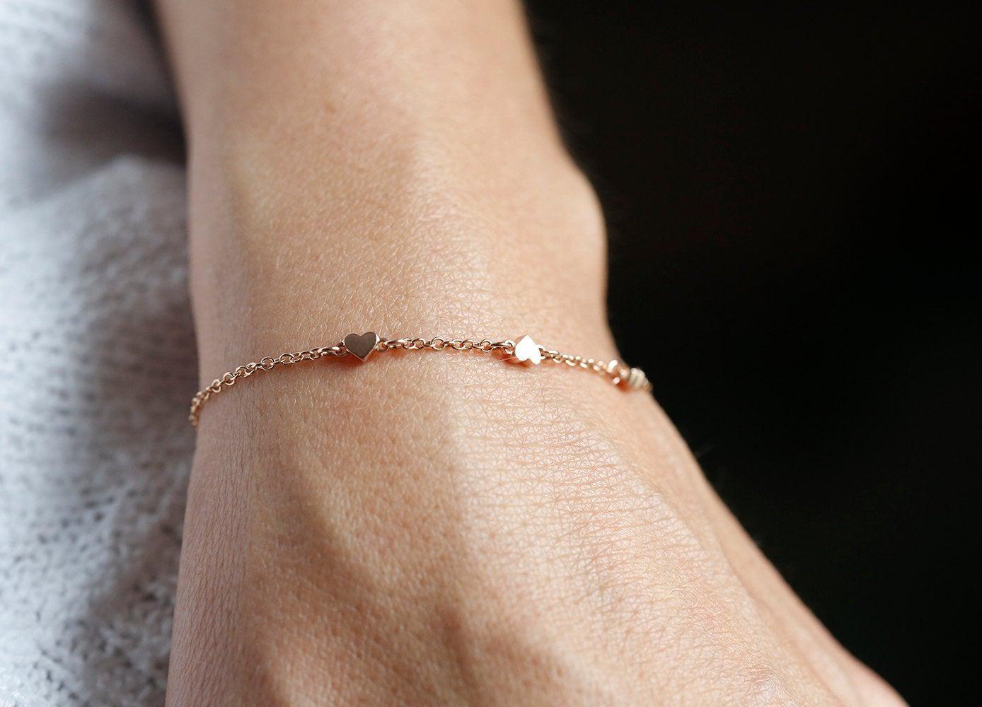 Rose gold hearts chain bracelet