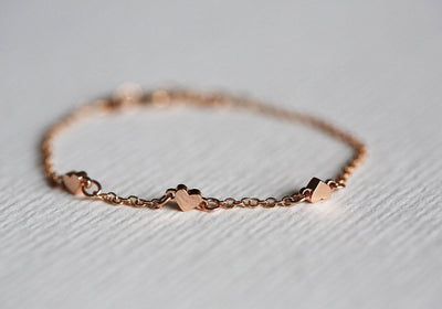 Rose gold hearts chain bracelet