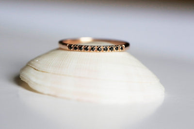Rose Gold Pave Ring, Rose Gold Wedding Band-Capucinne
