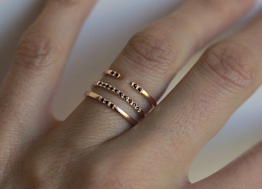 Rose Gold Pave Ring, Rose Gold Wedding Band-Capucinne
