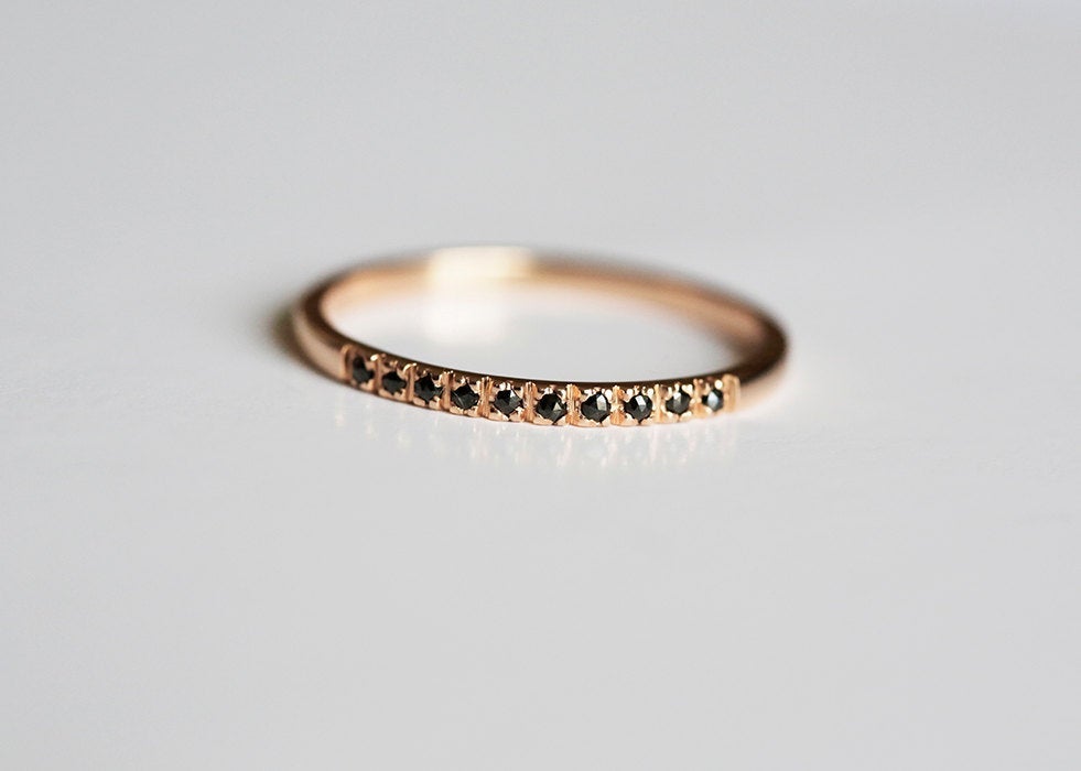 Rose Gold Pave Ring, Rose Gold Wedding Band-Capucinne