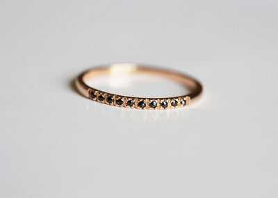 Rose Gold Pave Ring, Rose Gold Wedding Band-Capucinne