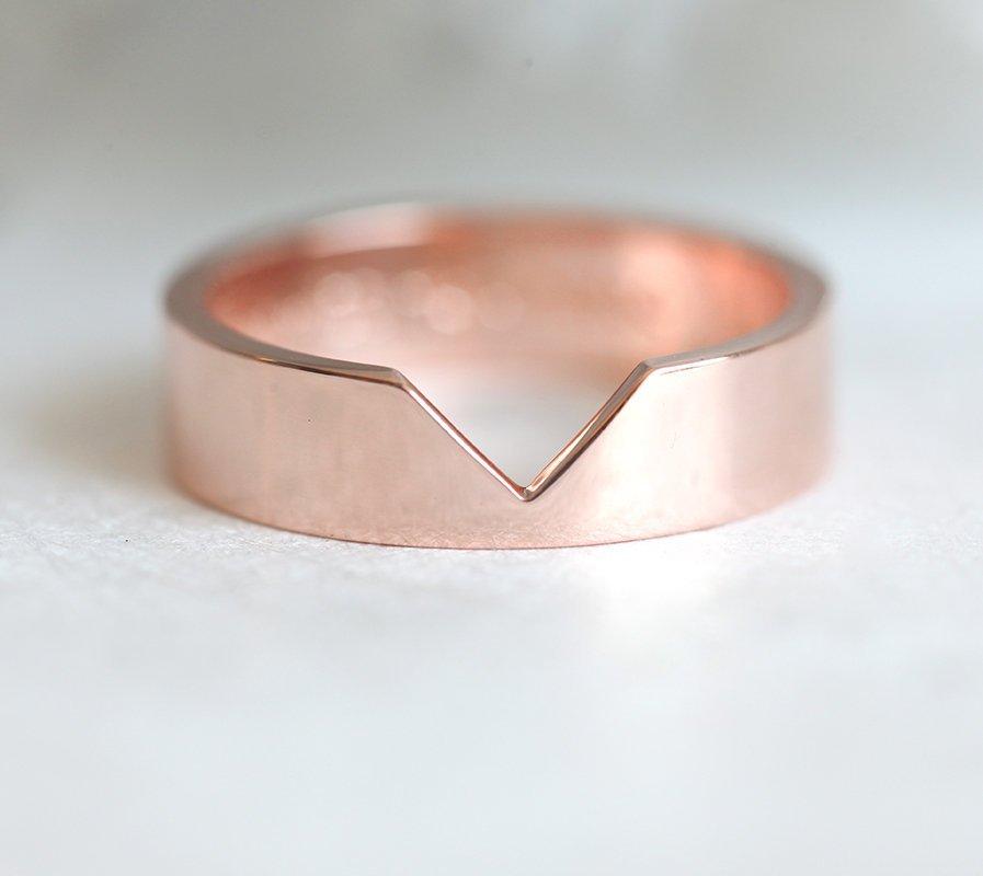 Rose Gold Ring, Matching Rose Gold Band-Capucinne