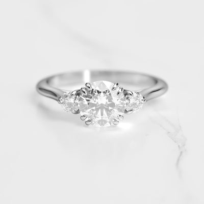Round lab diamond ring with accent stones