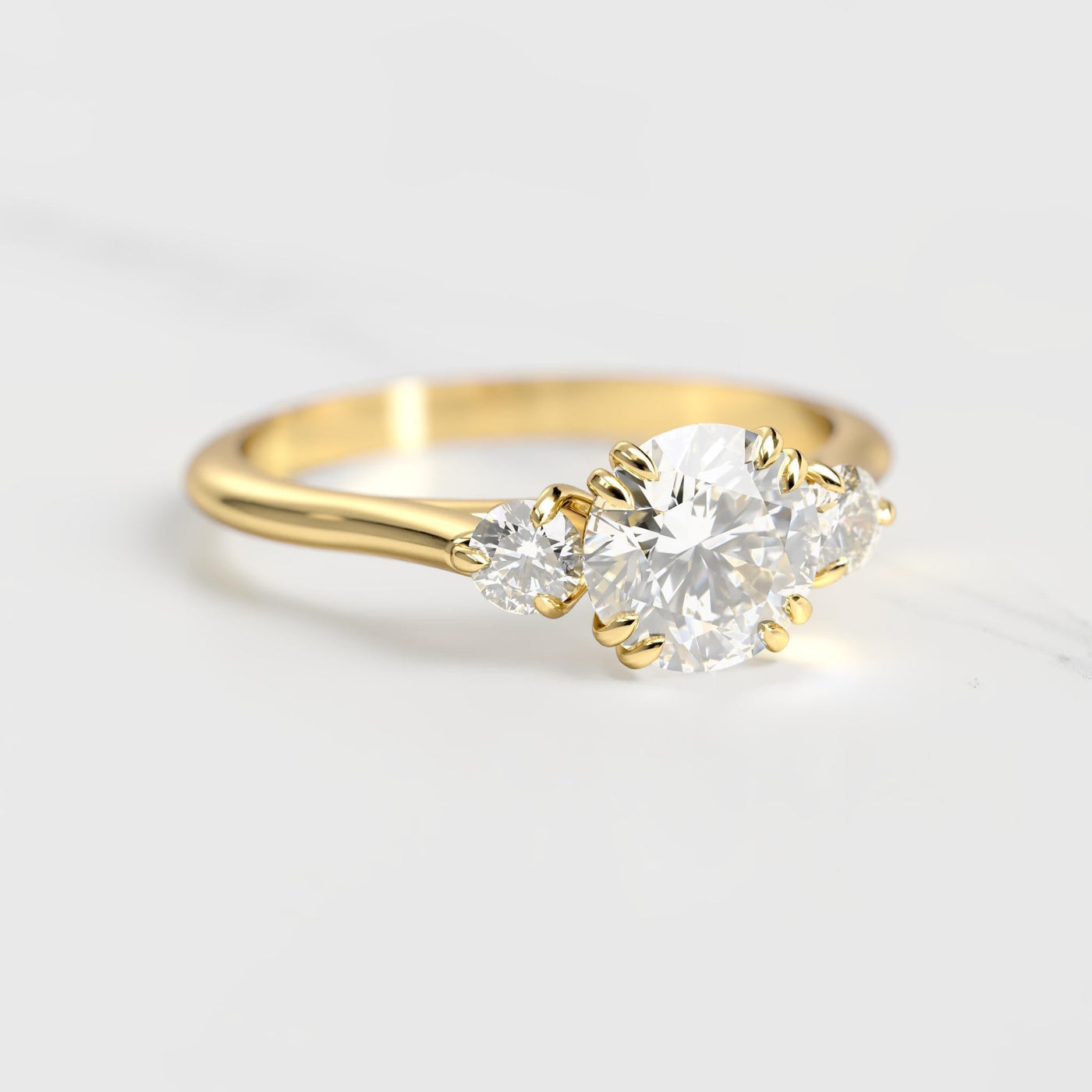 Round lab diamond ring with accent stones