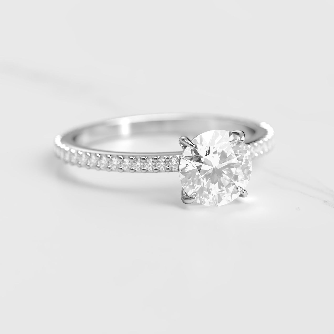 Round full pave moissanite eternity ring