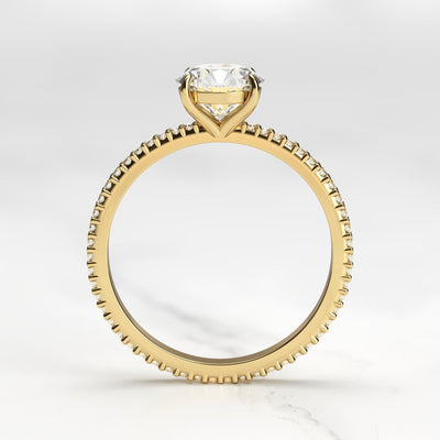 Round full pave tapered diamond ring