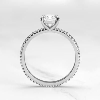 Round full pave tapered moissanite ring