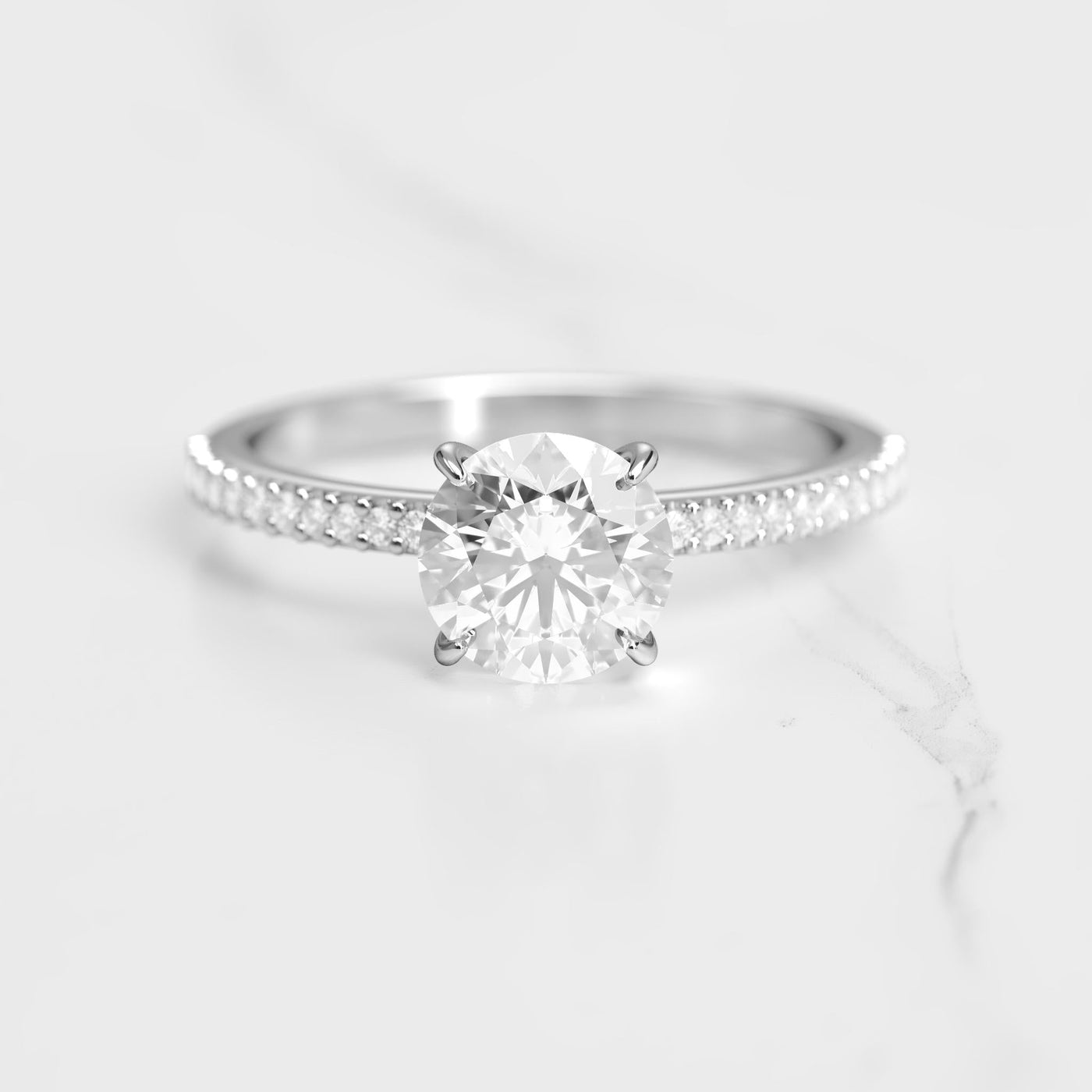 Round half pave moissanite eternity ring