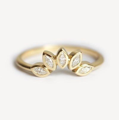 Round Rose Cut Diamond Ring Set With Marquise Diamond Crown-Capucinne