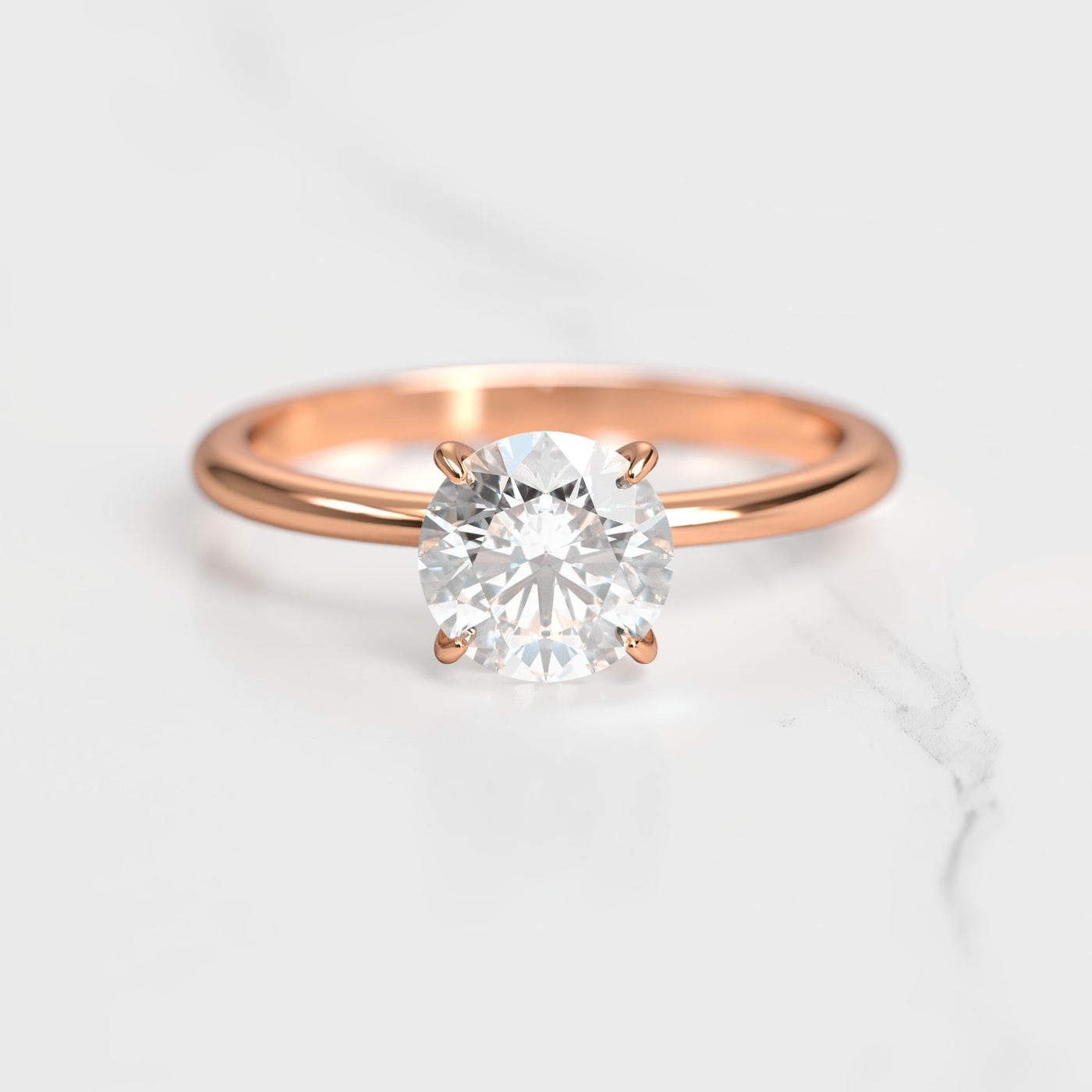 Round solitaire moissanite ring