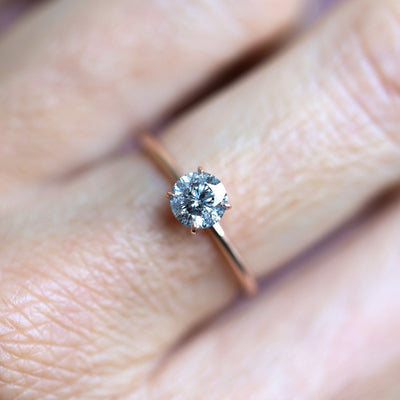 Round Solitaire Salt & Pepper Diamond Ring