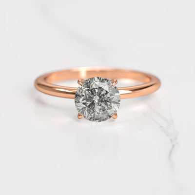 Round Solitaire Salt & Pepper Diamond Ring