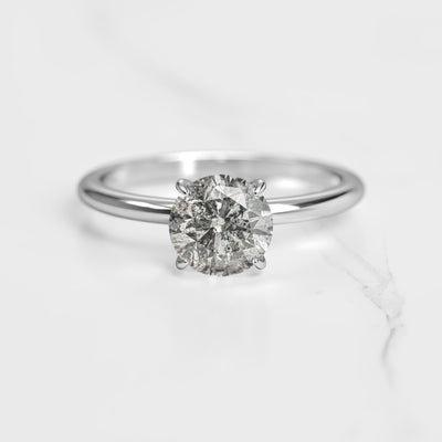 Round Solitaire Salt & Pepper Diamond Ring