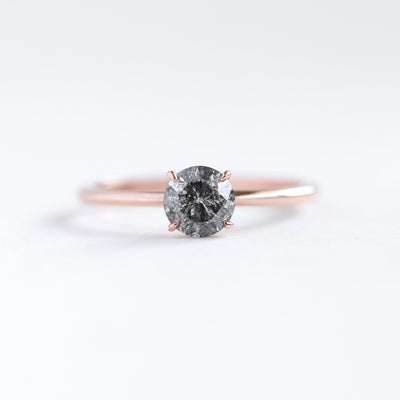 Round Solitaire Salt & Pepper Diamond Ring