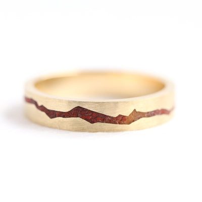 Brushed red jasper inlay band