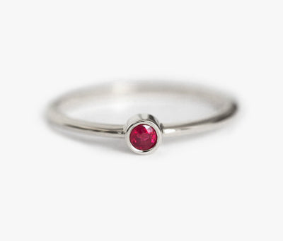 Simple Round Ruby Solitaire Gold Ring