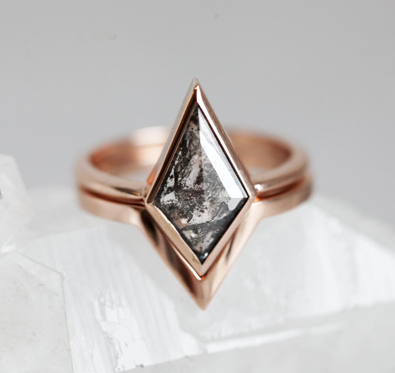 Kite Salt & Pepper Diamond Engagement Ring Set