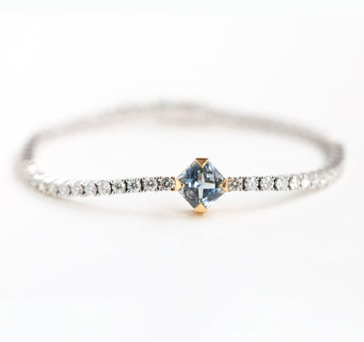 Sapphire diamond tennis bracelet 18k gold