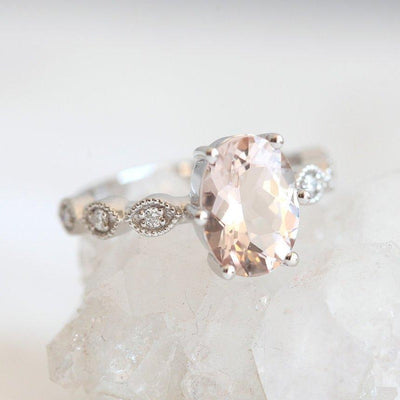 White Oval Morganite Ring