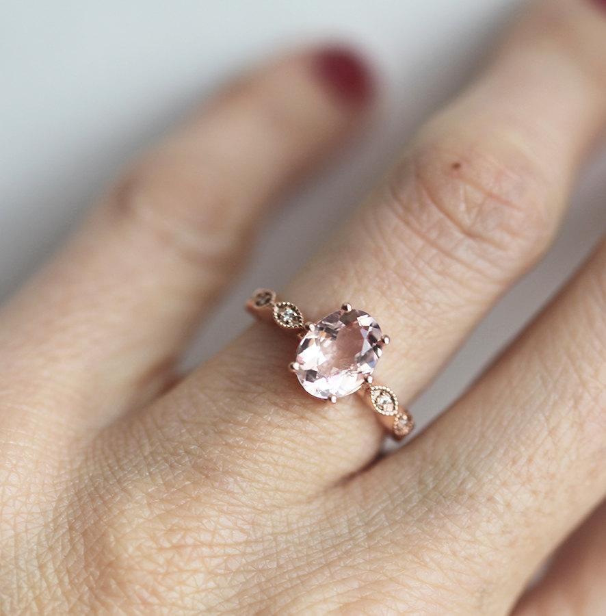 Rose Oval Morganite Ring