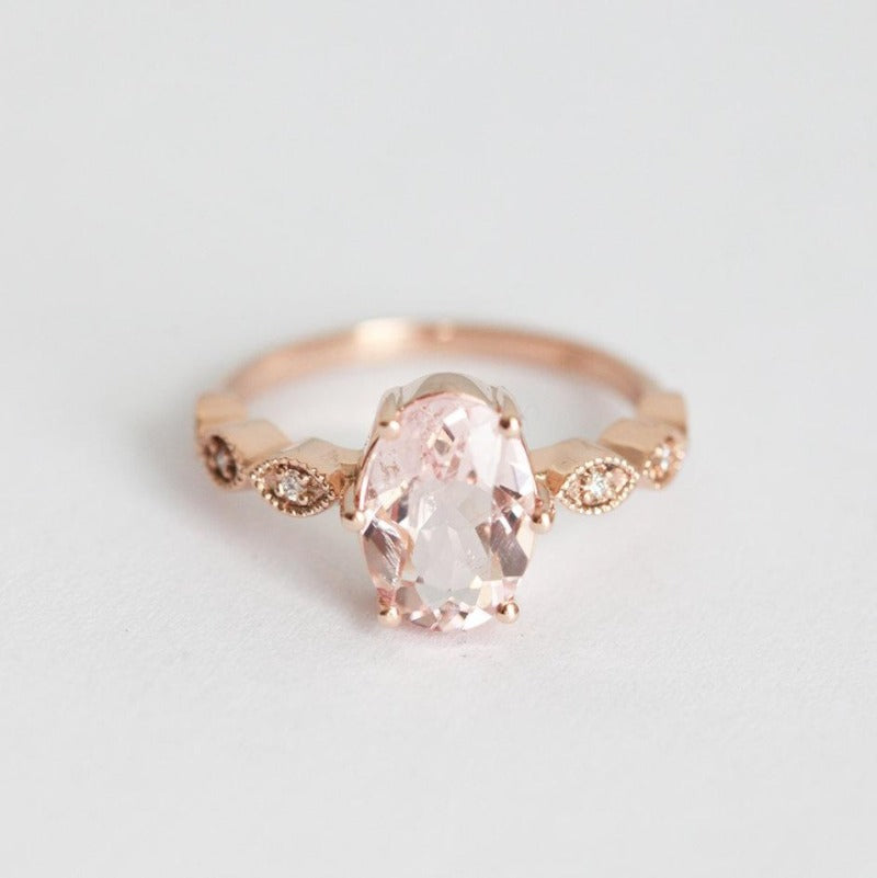 Rose Oval Morganite Ring