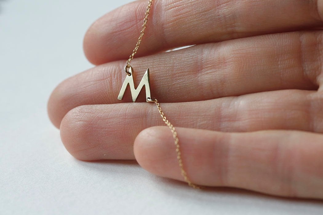Gold chain necklace with personalized initial