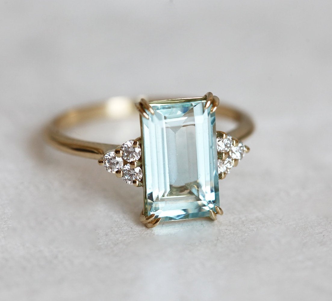 Gold Aquamarine Engagement Ring