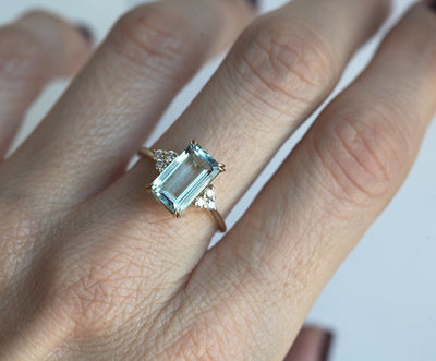 Gold Aquamarine Engagement Ring