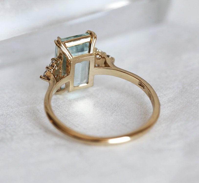 Gold Aquamarine Engagement Ring