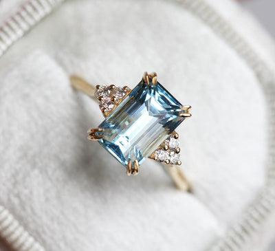 Gold Aquamarine Engagement Ring