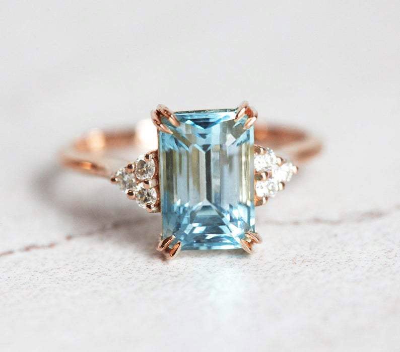 Gold Aquamarine Engagement Ring