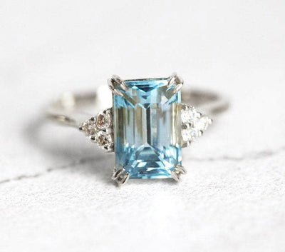 Gold Aquamarine Engagement Ring