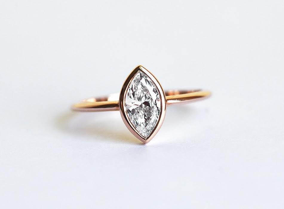 Simple 0.5 Carat Marquise Solitaire Diamond Engagement Ring-Capucinne