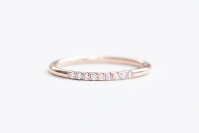 Simple & Elegant Gold Ring With Half Eternity Diamonds-Capucinne