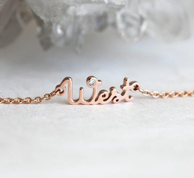 Rose gold chain bracelet with personalized name