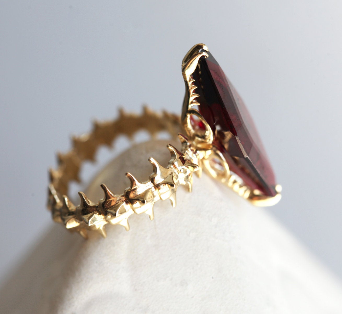 Snake Skeleton Red Garnet Ring