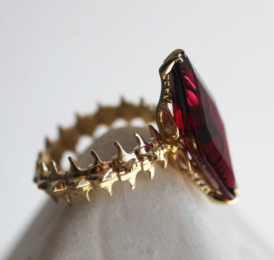 Snake Skeleton Red Garnet Ring